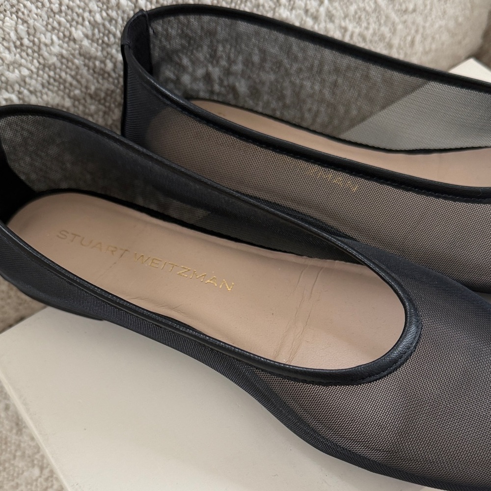 Stuart Weitzman Black Mesh Slip-On Ballet Flats - Picture 3 of 3